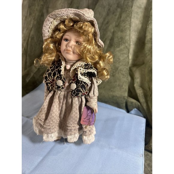 Ashley Belle Fine Bisque Porcelain Collectible Keepsakes Doll 11" tall "Violet" - Picture 2 of 7